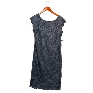 Size 8 | ONYX Nite Women’s Dark Gray Cocktail Stretch Lace Sheath Dress | NWT